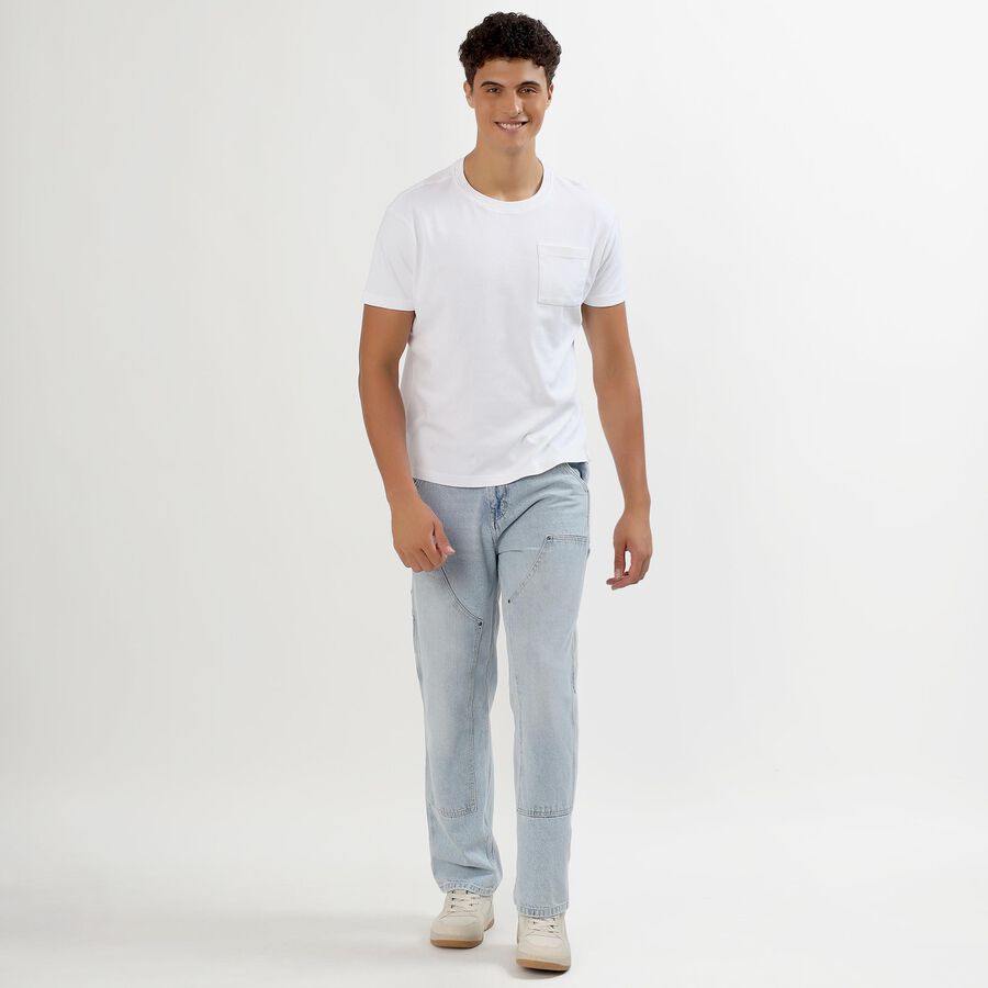 Men's Blue Regular Fit Five-Pocket Jeans, Light Blue, large
