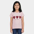 Girls Pink Round Neck Graphic Print Regular T-Shirt, गुलाबी, small