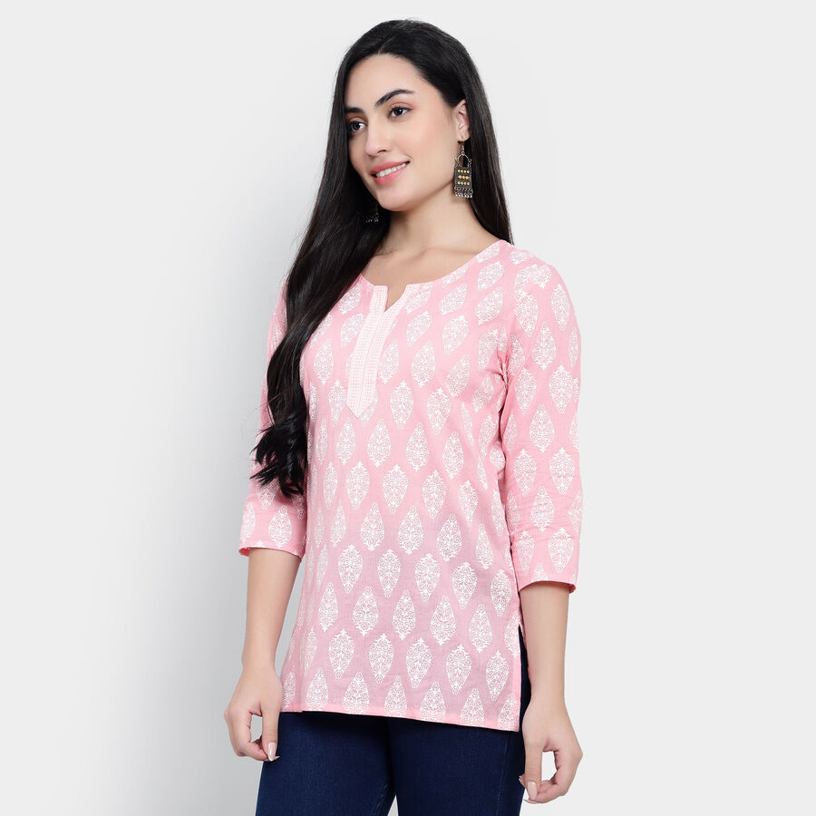 All Over Print Straight Kurti, Light Pink, large image number null