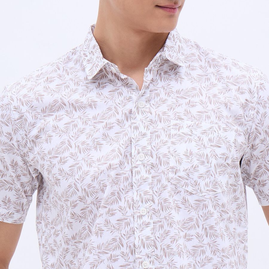 Men's White Cotton Regular Collar Casual Shirt, White, large image number null