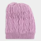 Girls Soft Pink Cable Knit Winter Cap, Lilac, small image number null