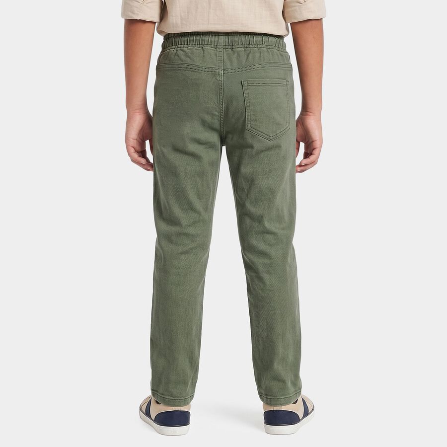 Boys' Olive Green Straight Fit Drawstring Waist Jeans, Olive, large