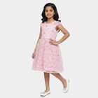 Girls' Light Pink Regular Fit Floral Printed Frock, हल्का गुलाबी, small