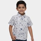 Boys White Cotton Half Sleeve Classic Collar Casual Shirt, White, small