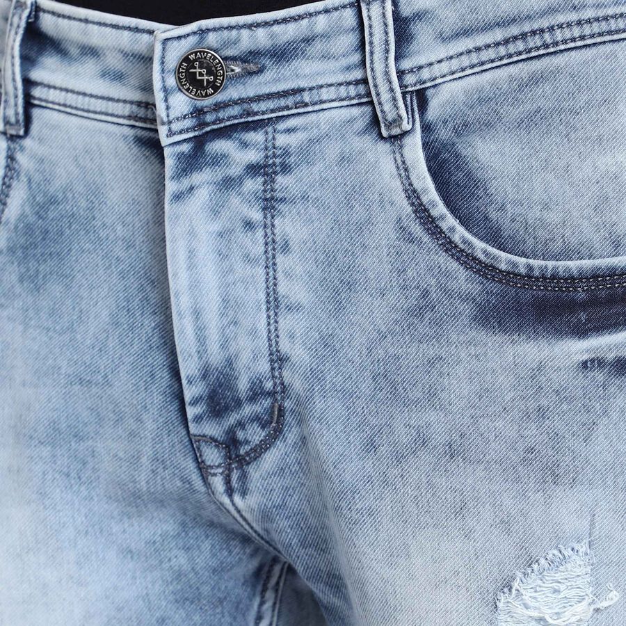 Distress 5 Pocket Skinny Jeans, Light Blue, large image number null