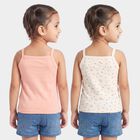 Girls' Peach Cotton Square Neck Sleeveless Vest, Peach, small