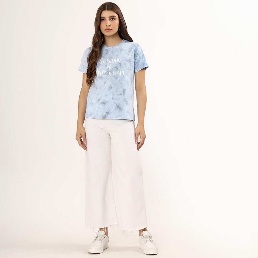 Ladies' 100% Cotton Round Neck T-Shirt , Blue, large image number null