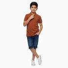 Boys' Half Sleeves T-Shirt, Brown, small