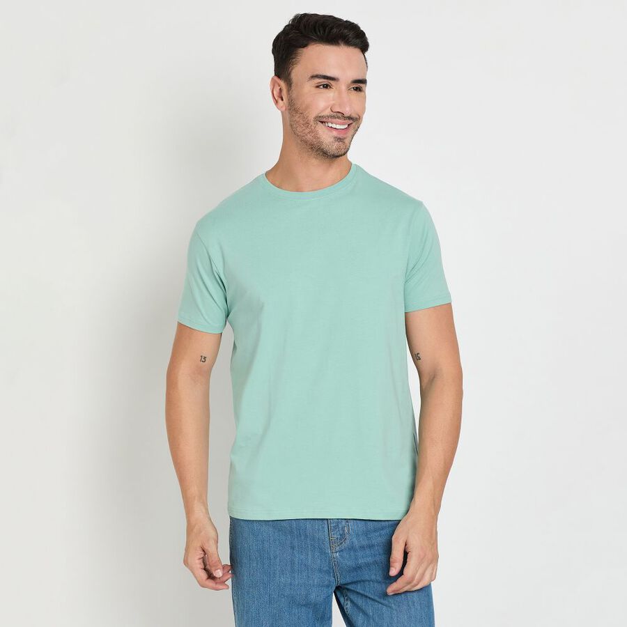 Men's Round Neck Half Sleeves T-Shirt, Aqua, large image number null