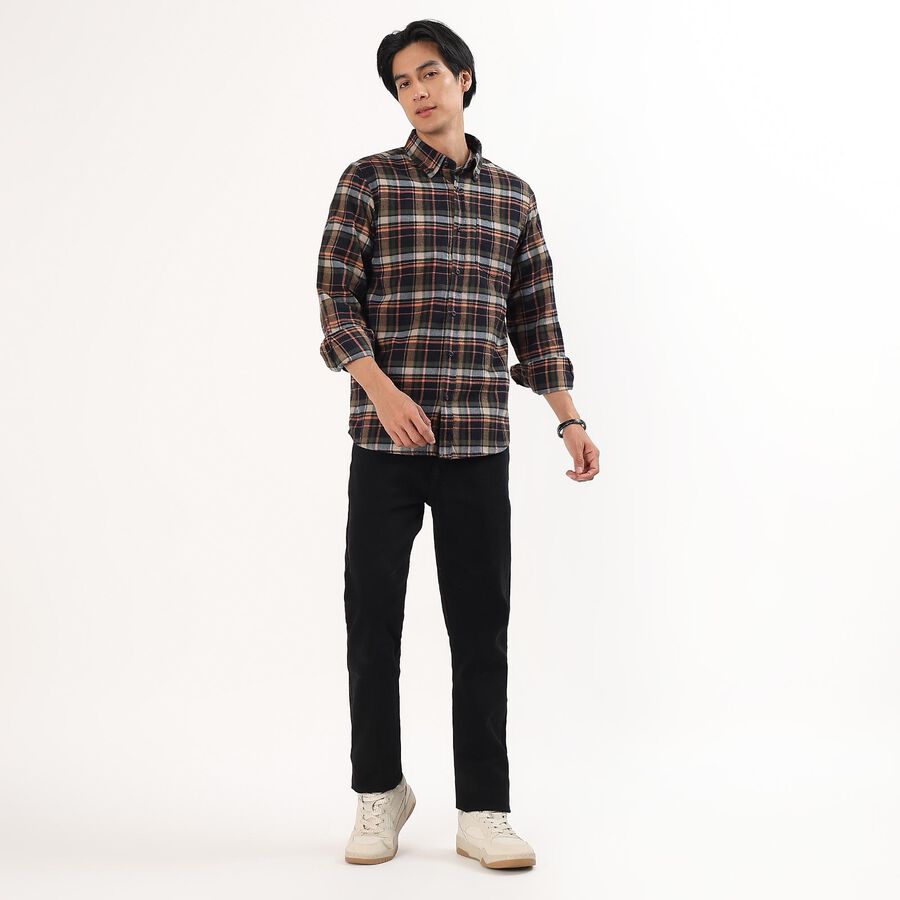 Men's Dark Plaid Cotton Full Sleeve Button-Down Shirt, गहरा हरा, large image number null