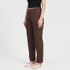 Women Brown Straight Fit Cargo Trousers, Brown, small