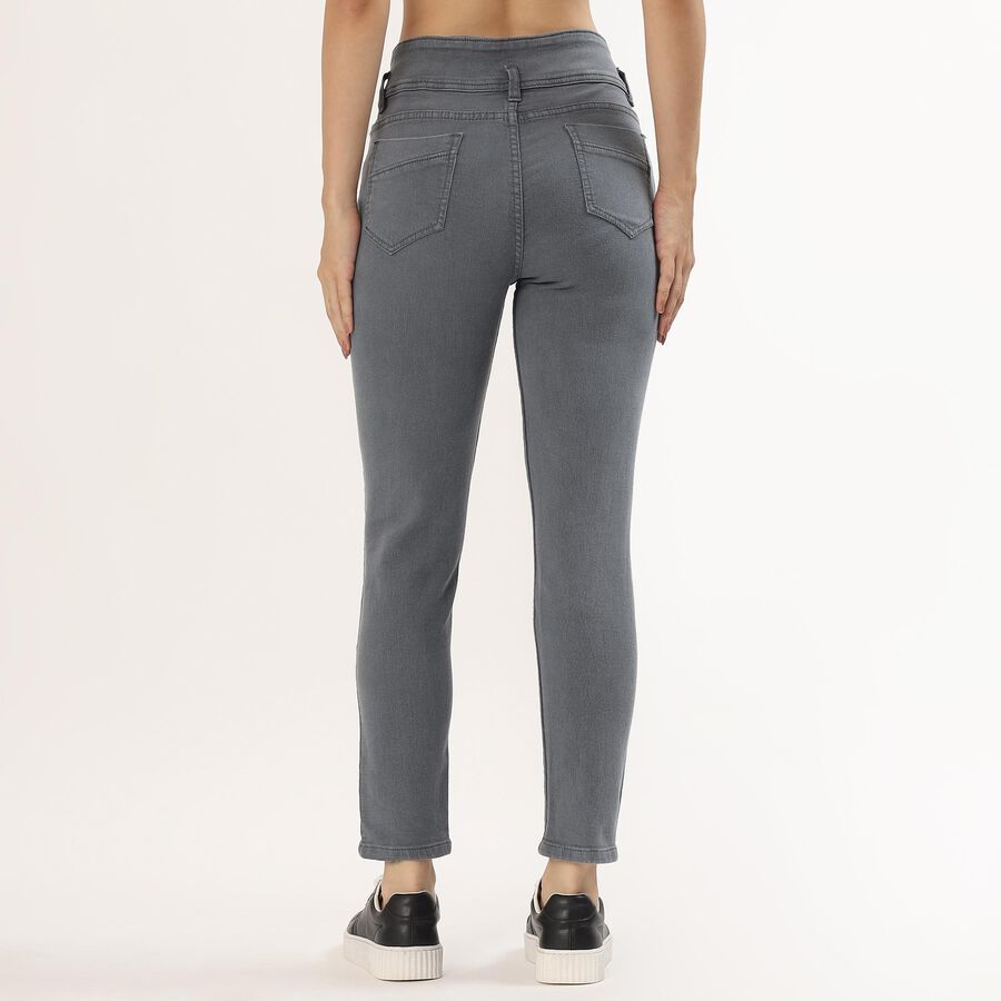 Women's Muted Steel Grey Skinny Fit High-Rise Jeans, गहरा ग्रे, large image number null