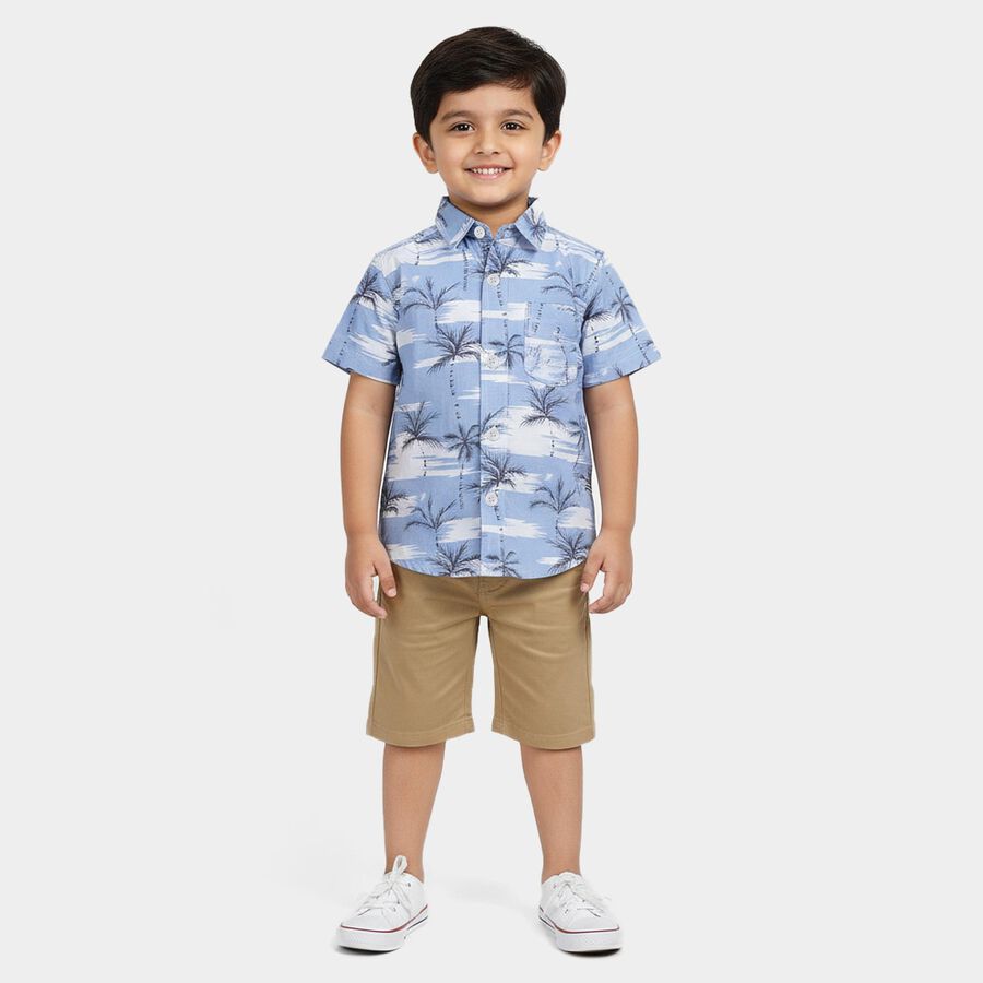 Boys Blue Cotton Half Sleeve Classic Casual Shirt, Light Blue, large