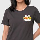 Women Charcoal Round Neck Regular T-Shirt, Dark Grey, small
