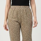 Women's Beige Straight Fit Heart Printed Lounge Pyjama, गहरा पीला, small