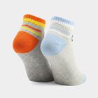 Boys' Grey Regular Fit Striped Pack of 2 Socks, Melange Light Grey, small