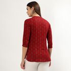 Women's Maroon Round Neck Printed Kurti, मरून, small