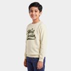 Boys' Off White Crew Neck Graphic Print Sweatshirt, Off White, small