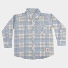 Boys Light Blue Cotton Checked Shirt, Light Blue, small
