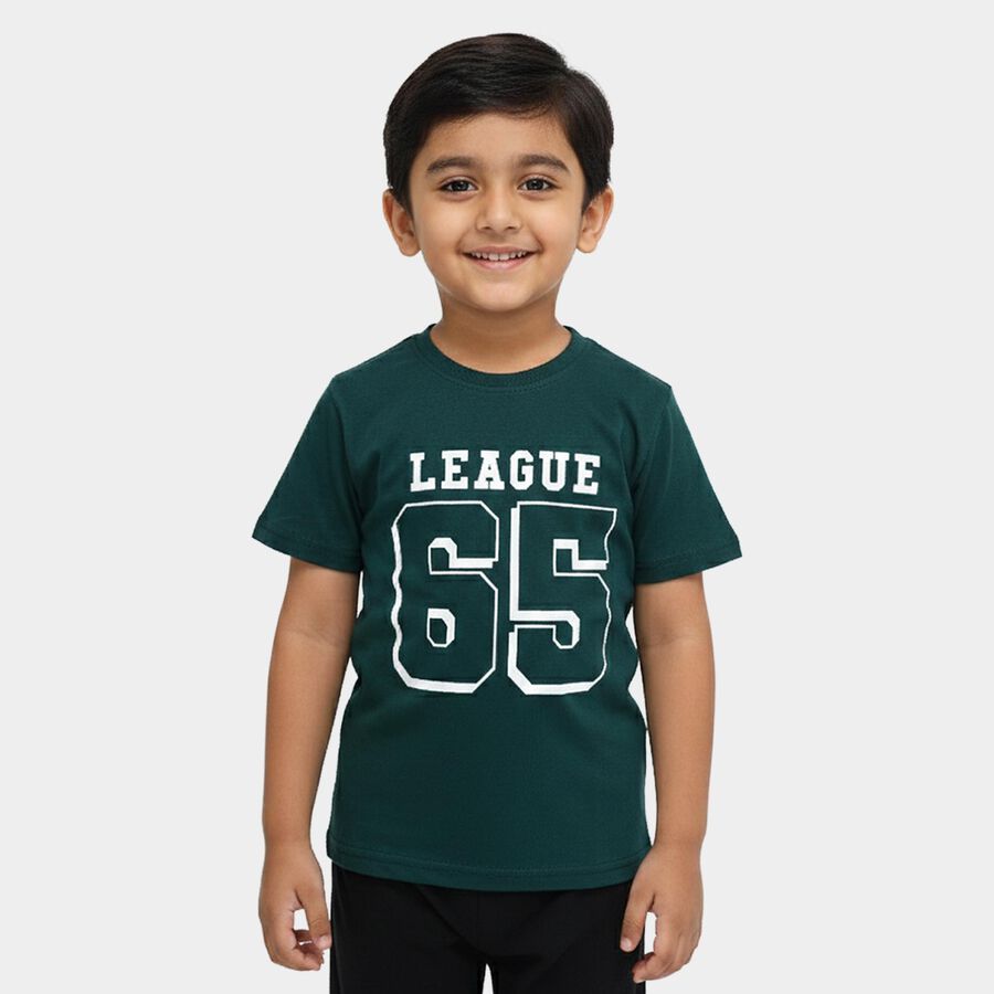 Boys' Half Sleeves T-Shirt, Dark Green, large