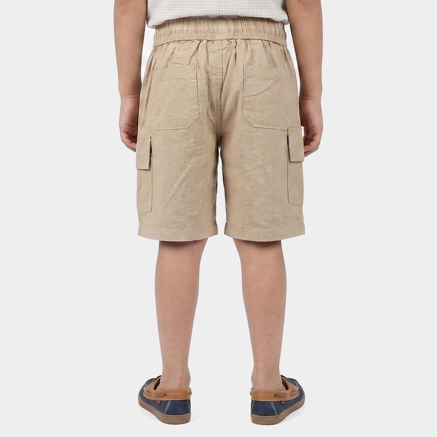 Boys Beige Regular Fit Cargo Bermuda Shorts, Beige, large