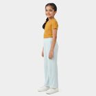 Girls' Light Blue Relaxed Fit Ribbed Palazzo Pyjama, Light Blue, small