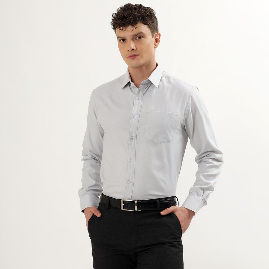 Men's Light Grey Slim Fit Formal Shirt, Light Grey, large image number null