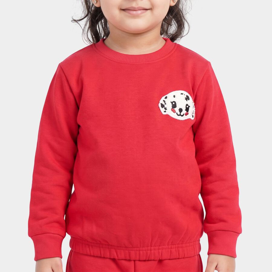 Girls Fuchsia Round Neck Lounge Hipster Set, रानी (फ्यूशिया), large