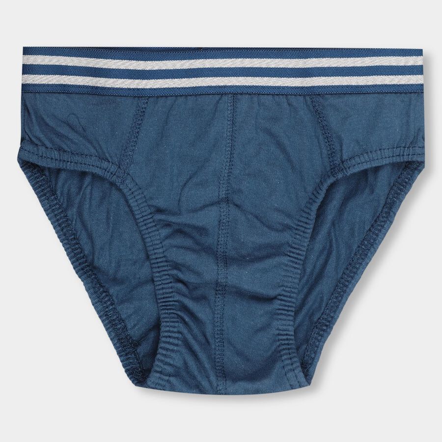 Boys' Deep Steel Blue Regular Fit V-Cut Briefs, Teal Blue, large image number null