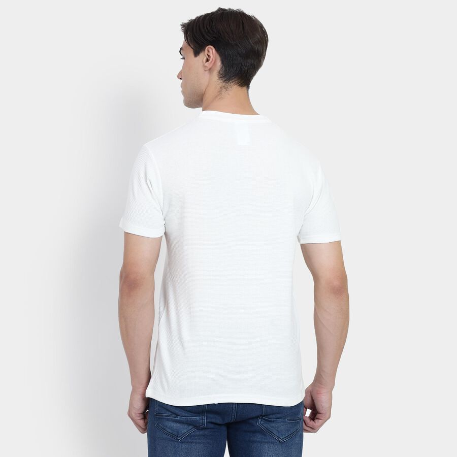 Men's 100% Cotton Round Neck Half Sleeves T-Shirt , Off White, large image number null