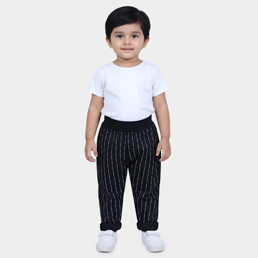 Infants' Navy Blue Straight Fit Pinstriped Trousers, Navy Blue, large