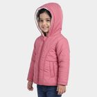 Girls Pink Hooded Puffer Jacket, Pink, small