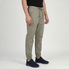 Men's Grey Slim Fit Casual Trousers, Light Grey, small