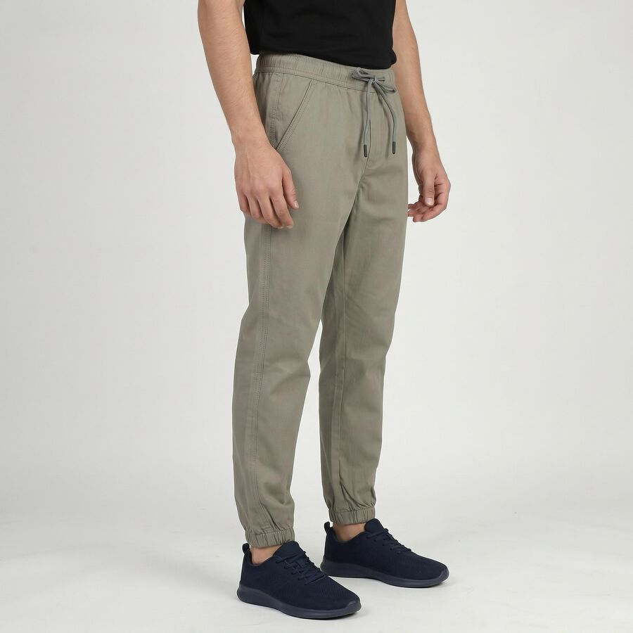 Men's Grey Slim Fit Casual Trousers, Light Grey, large