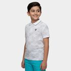 Boys' White Round Neck Printed T-Shirt, White, small