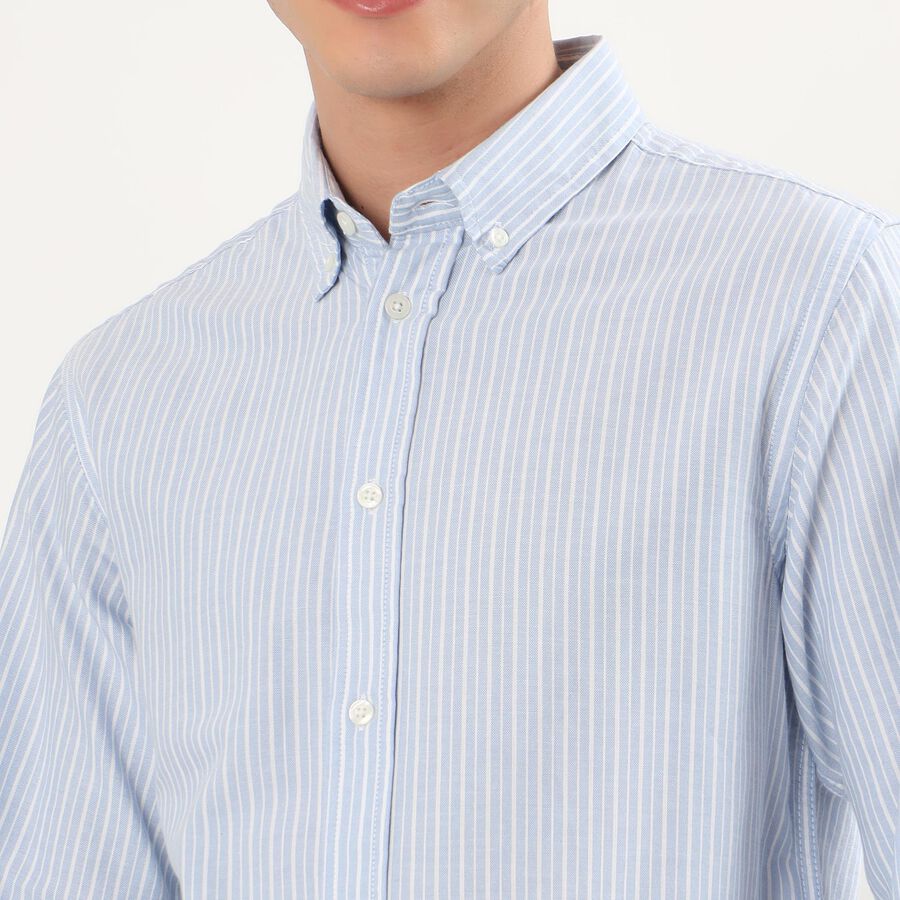 Men's Light Blue Cotton Button Down Casual Shirt, हल्का नीला, large