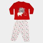 Infants' Red 100% Cotton Round Neck Graphic Print Baba Suit, लाल, small