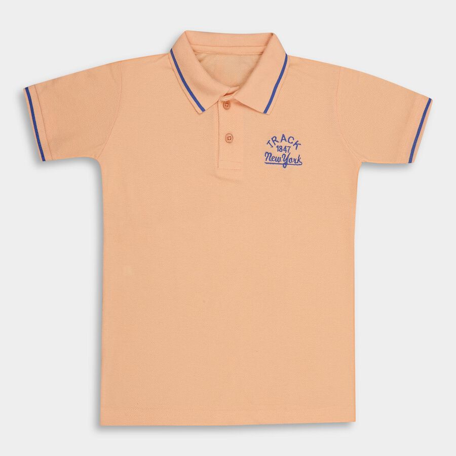 Boys' Half Sleeves T-Shirt , Peach, large