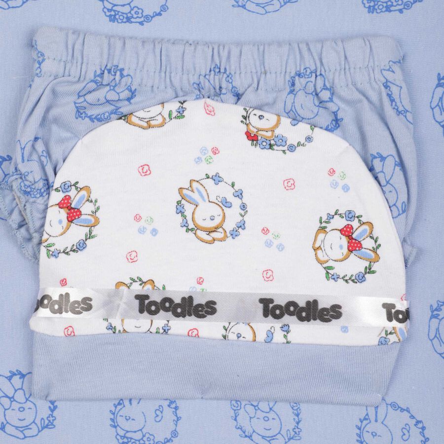 Infants Printed Cotton Baby Gift Set, Light Blue, large image number null