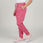 Girls' Bright Pink Floral Printed Cotton Blend Pyjama, गुलाबी, small image number null