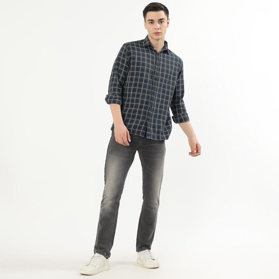 Men's Dark Green Cotton Spread Collar Casual Shirt, गहरा हरा, large image number null