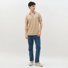 Men's Muted Beige Polo Neck Casual T-Shirt, Beige, small image number null