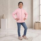 Girls' Pink Stand Collar Puffer Jacket, Pink, small