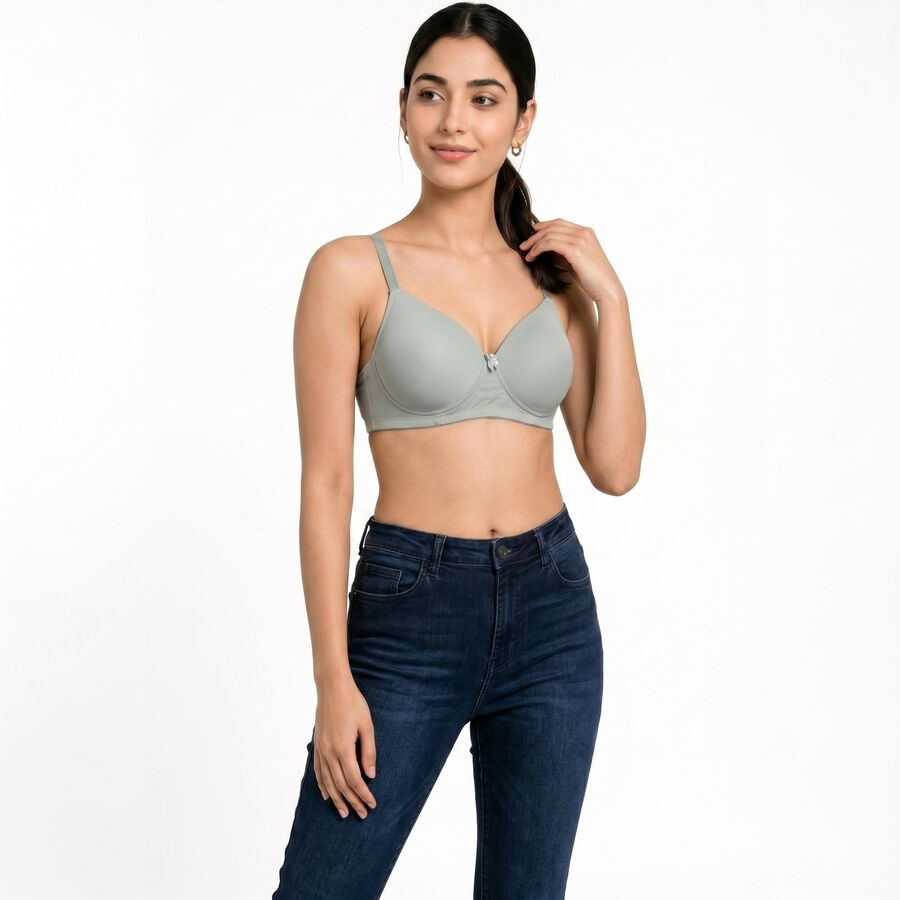 Women's Sage Green Regular T-Shirt Bra, हल्का हरा, large