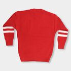 Boys Bright Cherry Red Crew Neck Casual Pullover, लाल, small image number null