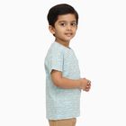 Boys Light Blue Cotton Round Neck Casual T-Shirt, एक्वा, small