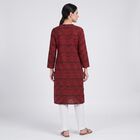 Women's Maroon Cotton Round Neck Printed Straight Kurta, Maroon, small