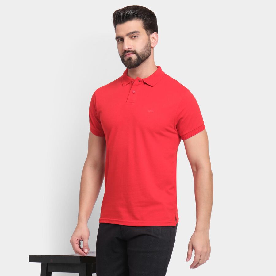 Men's Collared Half Sleeves T-Shirt , Red, large image number null
