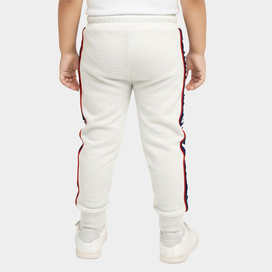 Boys' Light Grey Cotton Blend Text Print Pyjama, Ecru Melange, large image number null