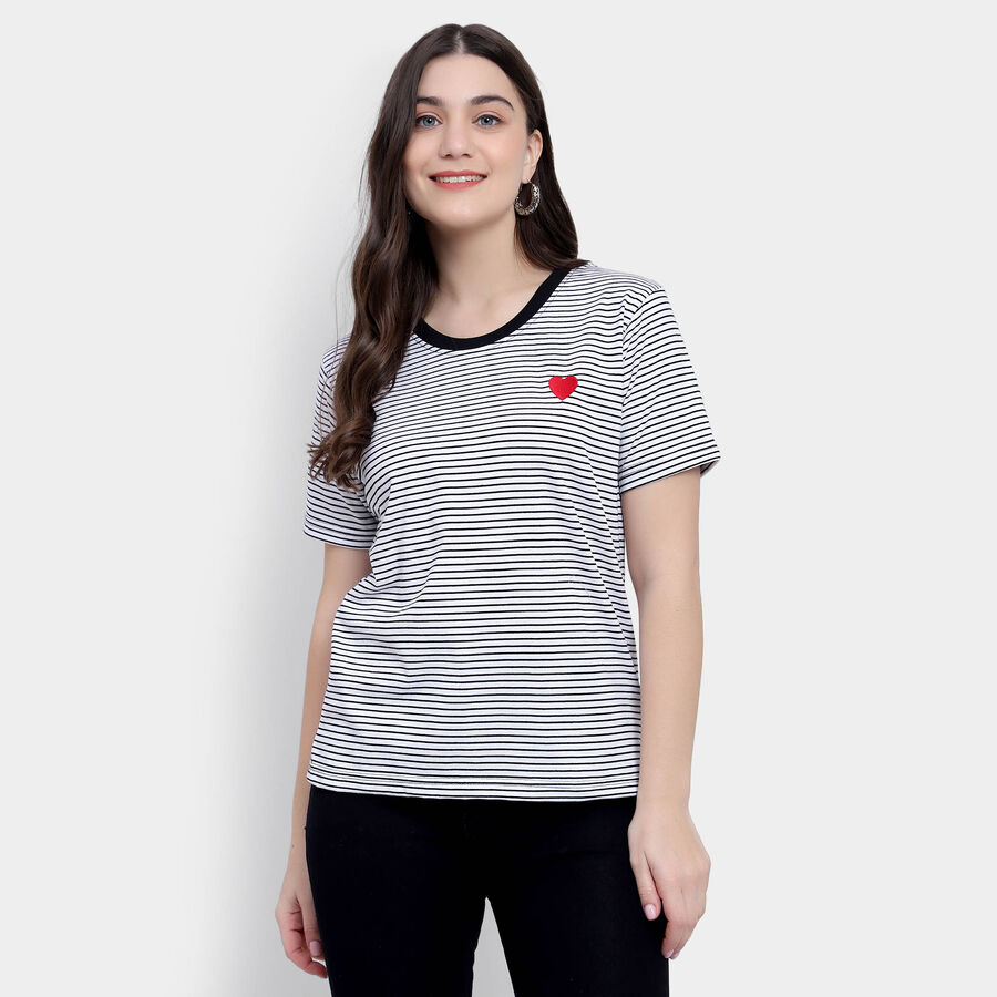 Round Neck T-Shirt, White, large image number null